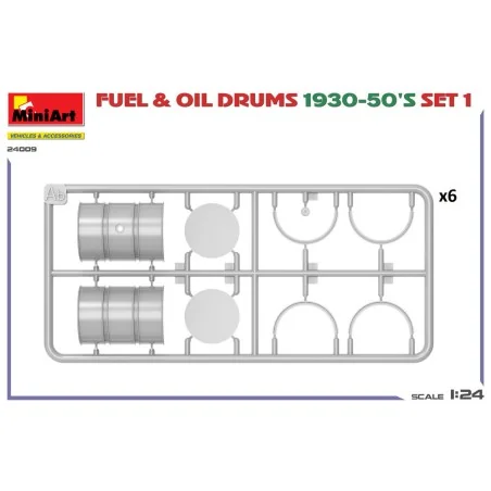 Fuel & Oil Drums 1930-50's Set 1 (German Type), 1/24 - MiniArt 24009