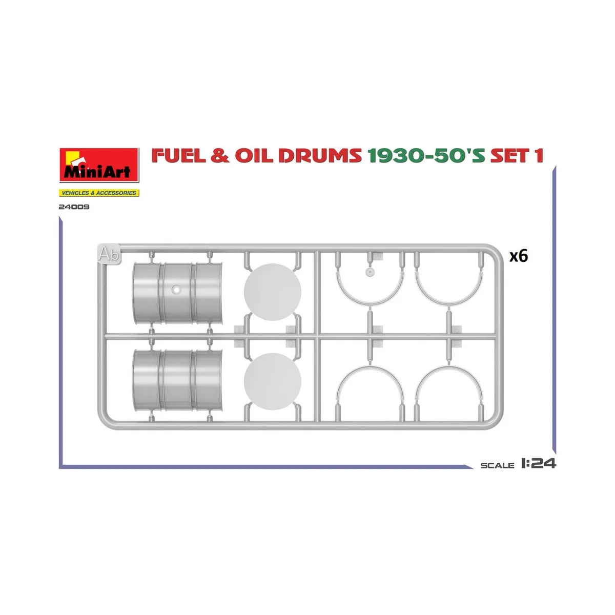Fuel & Oil Drums 1930-50's Set 1 (German Type), 1/24 - MiniArt 24009 Fuel & Oil Drums 1930-50's Set 1 (German Type), 1/24 - MiniArt 24009