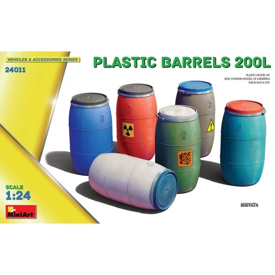 Plastic Barrels 200L, 1/24 - MiniArt 24011 Plastic Barrels 200L, 1/24 - MiniArt 24011
