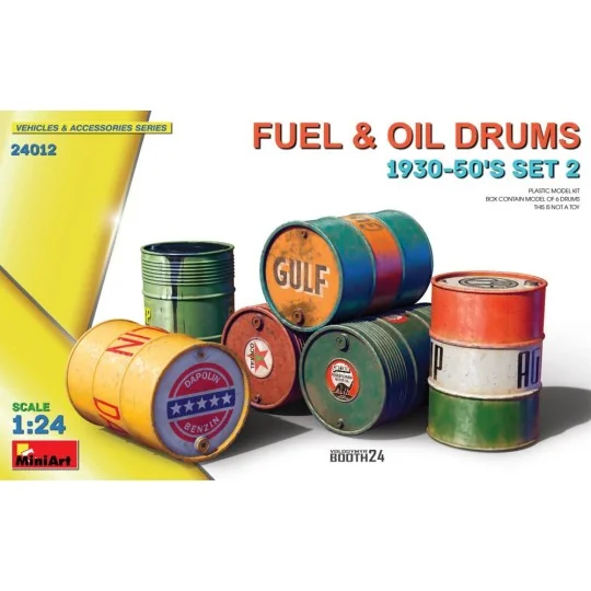 Fuel & Oil Drums 1930-50's Set 2, 1/24 - MiniArt 24012 Fuel & Oil Drums 1930-50's Set 2, 1/24 - MiniArt 24012