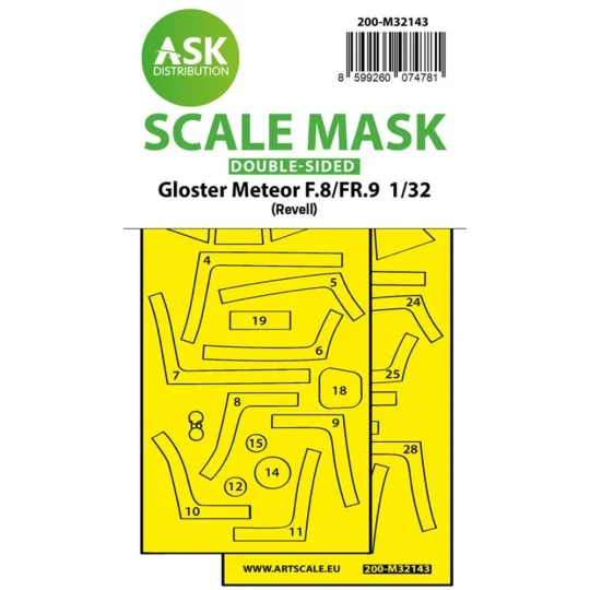 Gloster Meteor F.8/FR9 double-sided fit express mask for Revell, 1/... Gloster Meteor F.8/FR9 double-sided fit express mask for Revell, 1/...