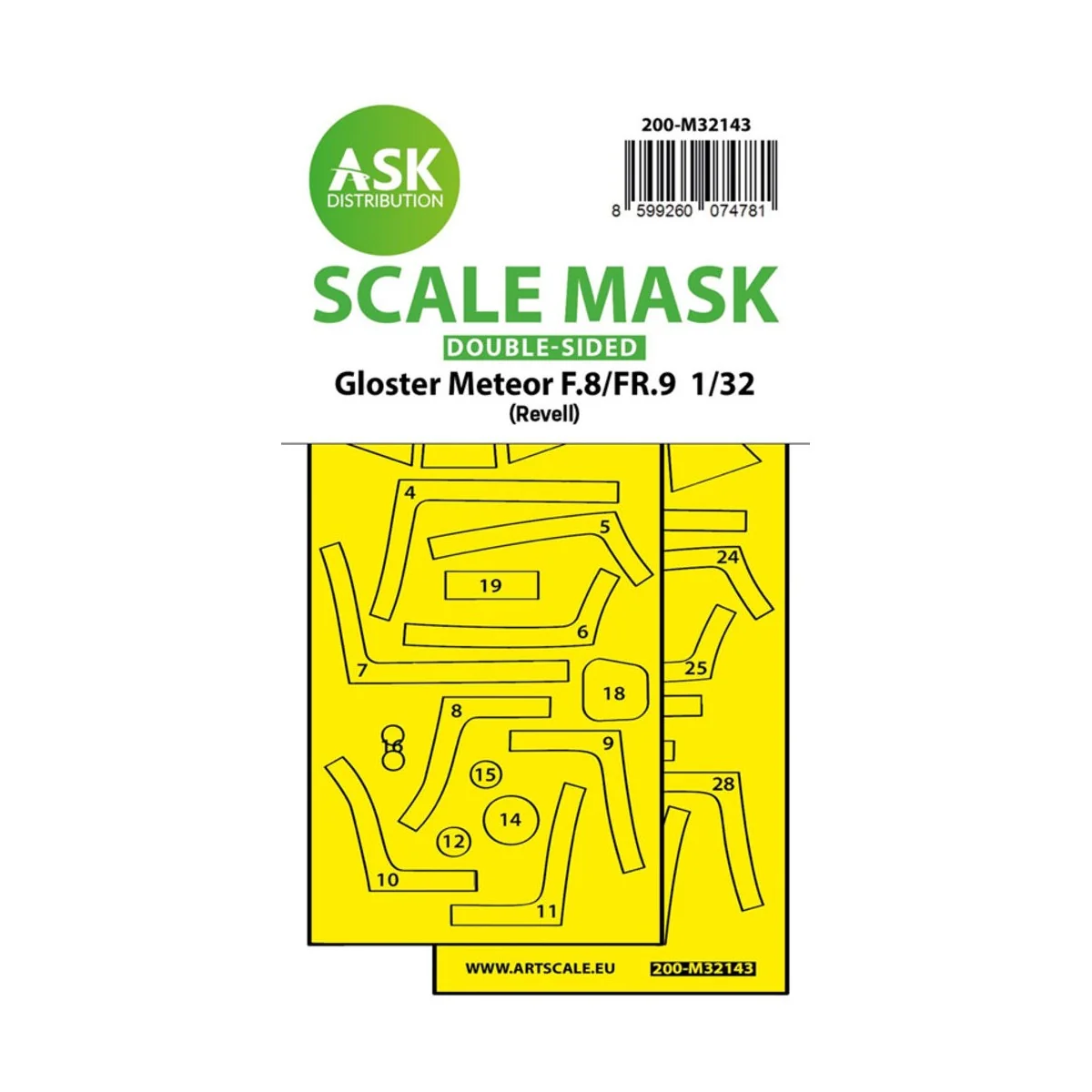 Gloster Meteor F.8/FR9 double-sided fit express mask for Revell, 1/... Gloster Meteor F.8/FR9 double-sided fit express mask for Revell, 1/...