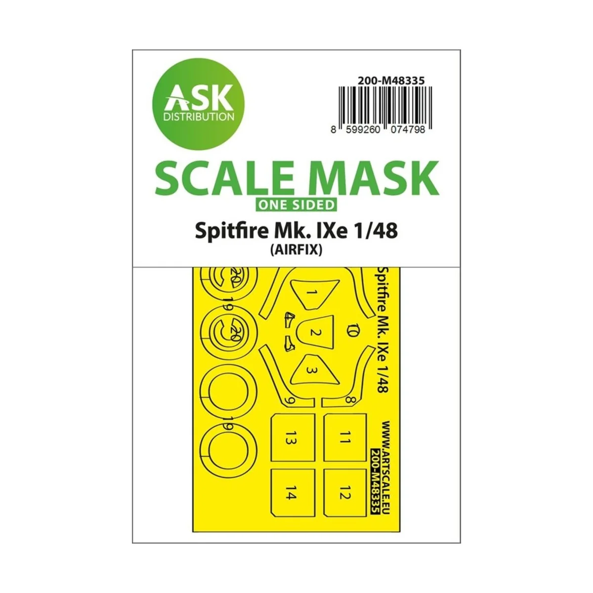 Spitfire Mk.IXe one-sided express fit mask for Airfix, 1/48 - Art S... Spitfire Mk.IXe one-sided express fit mask for Airfix, 1/48 - Art S...