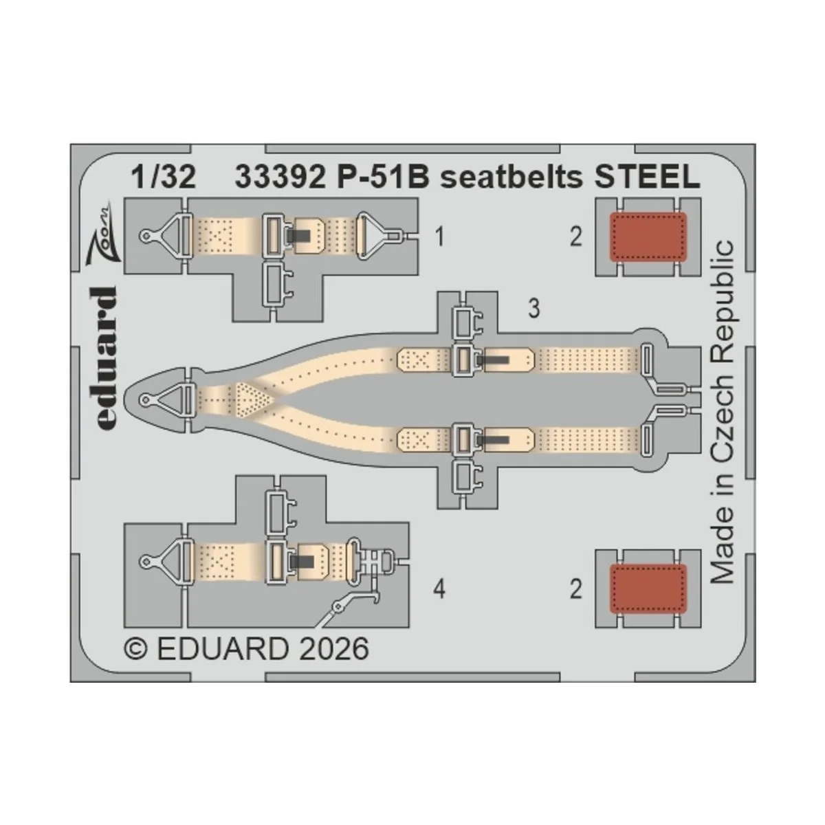 P-51B seatbelts STEEL for Eduard, 1/32 - Eduard Accessories 33392 P-51B seatbelts STEEL for Eduard, 1/32 - Eduard Accessories 33392