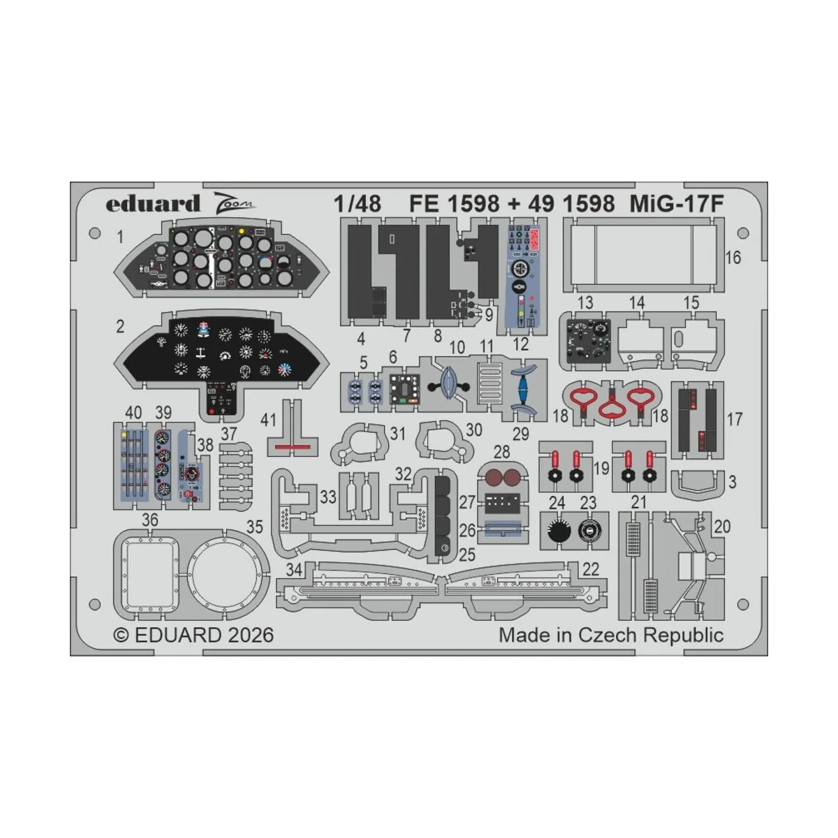 MiG-17F for Kinetic, 1/48 - Eduard Accessories FE1598 MiG-17F for Kinetic, 1/48 - Eduard Accessories FE1598