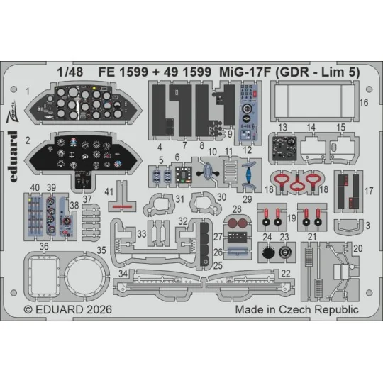 MiG-17F (GDR - Lim 5) for Kinetic, 1/48 - Eduard Accessories FE1599 MiG-17F (GDR - Lim 5) for Kinetic, 1/48 - Eduard Accessories FE1599