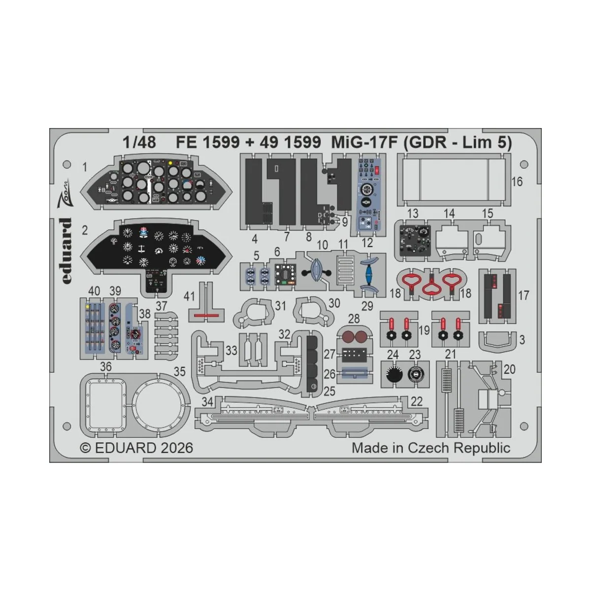 MiG-17F (GDR - Lim 5) for Kinetic, 1/48 - Eduard Accessories FE1599 MiG-17F (GDR - Lim 5) for Kinetic, 1/48 - Eduard Accessories FE1599