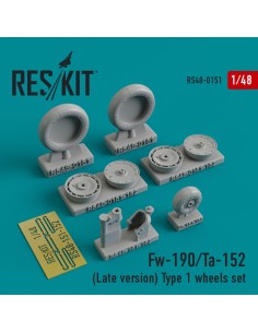 Fw-190 (Late version) type 1 wheels set, 1/48 - ResKit Models RS48-... 2