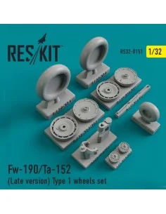 Fw-190 (late version) type 1 wheels set, 1/32 - ResKit Models RS32-... 2
