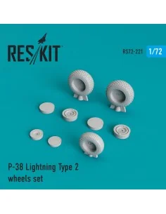 P-38 Lightning type 2 wheels set, 1/72 - ResKit Models RS72-0221 2