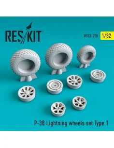 P-38 Lightning wheels set type 1, 1/32 - ResKit Models RS32-0220 2