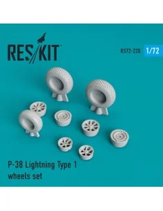 P-38 Lightning type 1 wheels set, 1/72 - ResKit Models RS72-0220 2