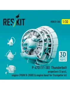 P-47D (11-30) Thunderbolt propellers (3 pcs), engine (P&W R-2800) &...