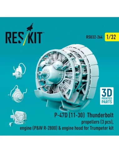 P-47D (11-30) Thunderbolt propellers (3 pcs), engine (P&W R-2800) &...