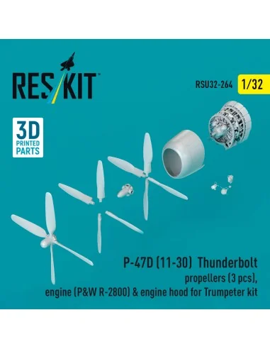 P-47D (11-30) Thunderbolt propellers (3 pcs), engine (P&W R-2800) &...