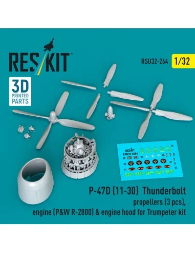 P-47D (11-30) Thunderbolt propellers (3 pcs), engine (P&W R-2800) &...
