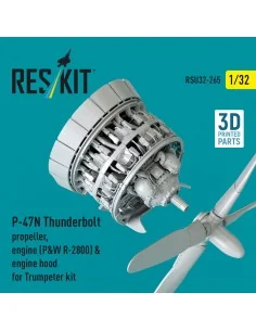 P-47N Thunderbolt propeller, engine (P&W R-2800) & engine hood (3D ...