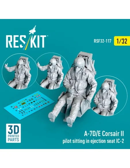 A-7D/E Corsair II pilot sitting in ejection seat IC-2 (3D Printed),...