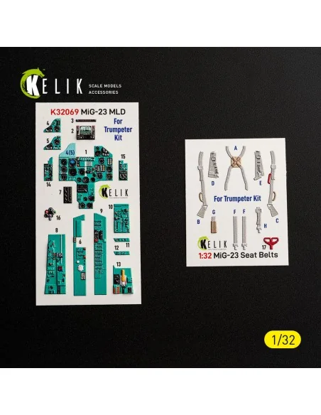 MiG-23 MLD - interior 3D decals for Trumpeter, 1/32 - Kelik K32069