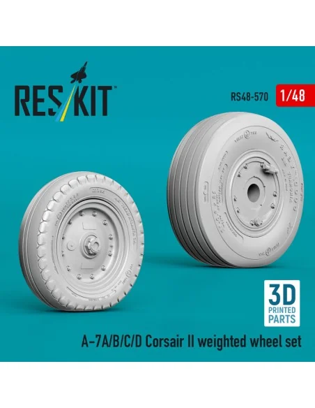 A-7A/B/C/D Corsair II weighted wheel set (3D Printed), 1/48 - ResKi...