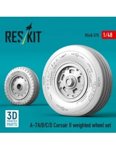 A-7A/B/C/D Corsair II weighted wheel set (3D Printed), 1/48 - ResKi... 2