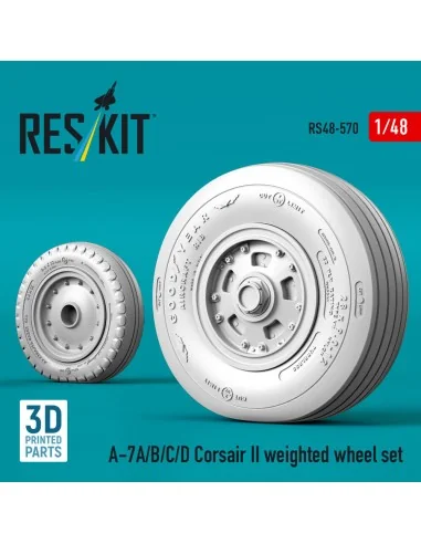 A-7A/B/C/D Corsair II weighted wheel set (3D Printed), 1/48 - ResKi...