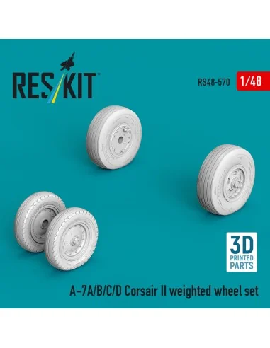 A-7A/B/C/D Corsair II weighted wheel set (3D Printed), 1/48 - ResKi...