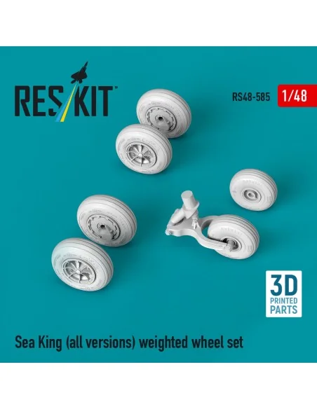 Sea King (all versions) weighted wheel set (3D Printed), 1/48 - Res...