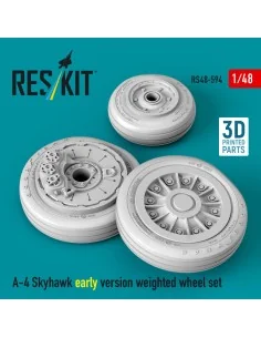 A-4 Skyhawk early version weighted wheel set (3D Printed), 1/48 - R...