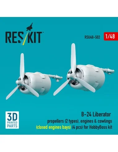 B-24 Liberator propellers (2 types), engines & cowlings (closed eng...