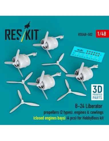 B-24 Liberator propellers (2 types), engines & cowlings (closed eng...