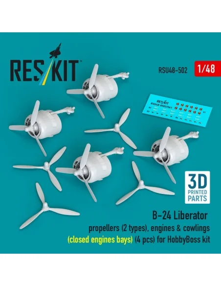 B-24 Liberator propellers (2 types), engines & cowlings (closed eng...