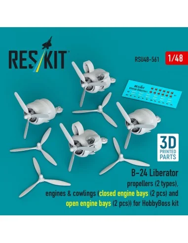 B-24 Liberator propellers (2 types), engines & cowlings (closed eng...