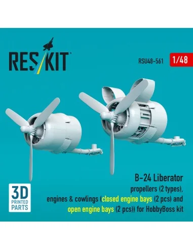 B-24 Liberator propellers (2 types), engines & cowlings (closed eng...