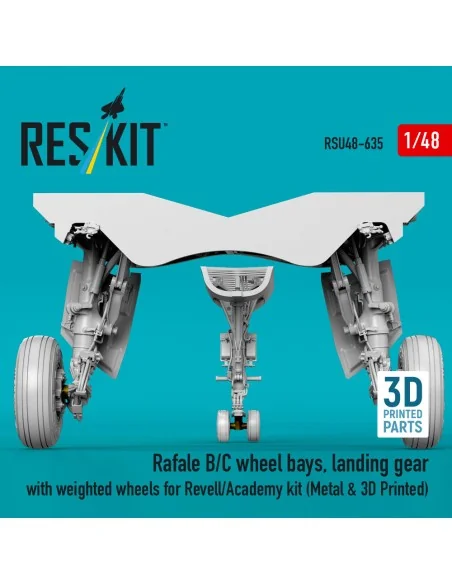 Rafale B/C wheel bays, landing gear with weighted wheels (3D Printe...