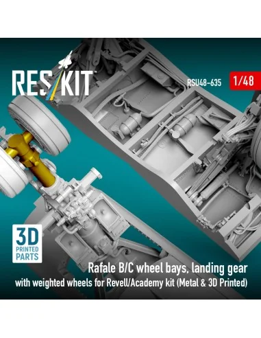 Rafale B/C wheel bays, landing gear with weighted wheels (3D Printe...