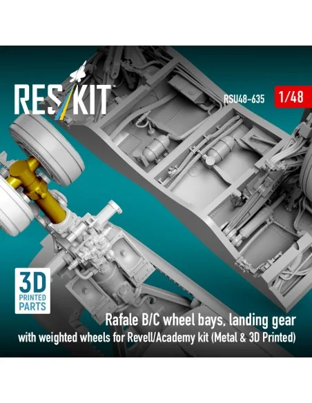 Rafale B/C wheel bays, landing gear with weighted wheels (3D Printe...