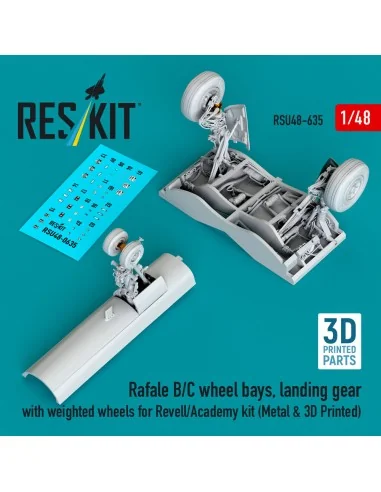 Rafale B/C wheel bays, landing gear with weighted wheels (3D Printe...