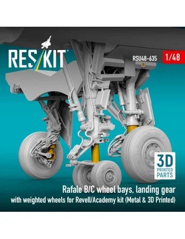 Rafale B/C wheel bays, landing gear with weighted wheels (3D Printe...