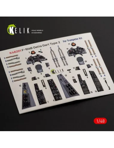 F-106B Delta Dart Type 2 - interior 3D decals for Trumpeter, 1/48 -...