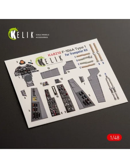 F-106A Delta Dart Type 1 - interior 3D decals for Trumpeter, 1/48 -...