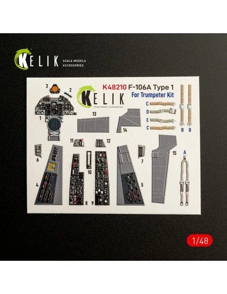 F-106A Delta Dart Type 1 - interior 3D decals for Trumpeter, 1/48 -...