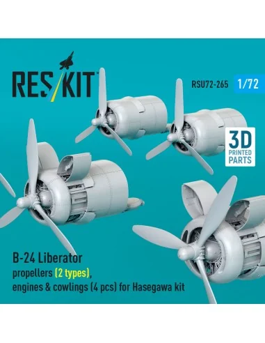 B-24 Liberator propellers (2 types), engines & cowlings (4 pcs) (3D...