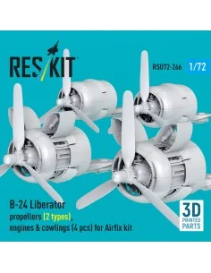 B-24 Liberator propellers (2 types), engines & cowlings (4 pcs) (3D...