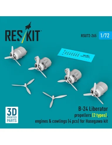 B-24 Liberator propellers (2 types), engines & cowlings (4 pcs) (3D...