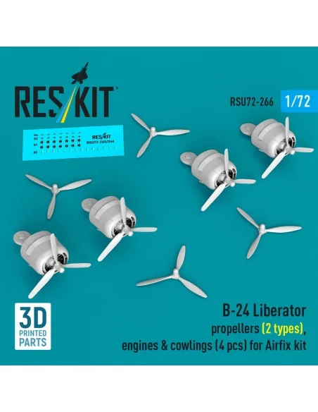 B-24 Liberator propellers (2 types), engines & cowlings (4 pcs) (3D...