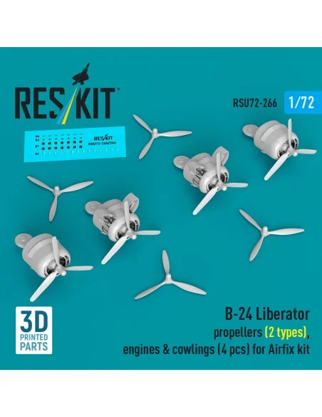 B-24 Liberator propellers (2 types), engines & cowlings (4 pcs) (3D...