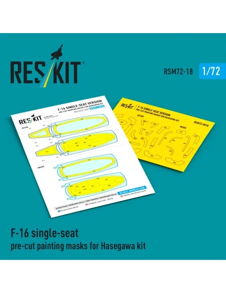 F-16 single-seat pre-cut painting masks for Hasegawa, 1/72 - ResKit...