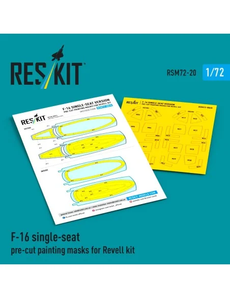 F-16 single-seat pre-cut painting masks for Revell, 1/72 - ResKit M...