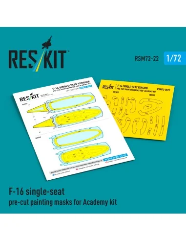 F-16 single-seat pre-cut painting masks for Academy, 1/72 - ResKit ...